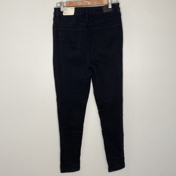 American Eagle Women Black Denim Highest Rise Skinny Jegging Jeans Size 10 Short - Picture 5 of 11